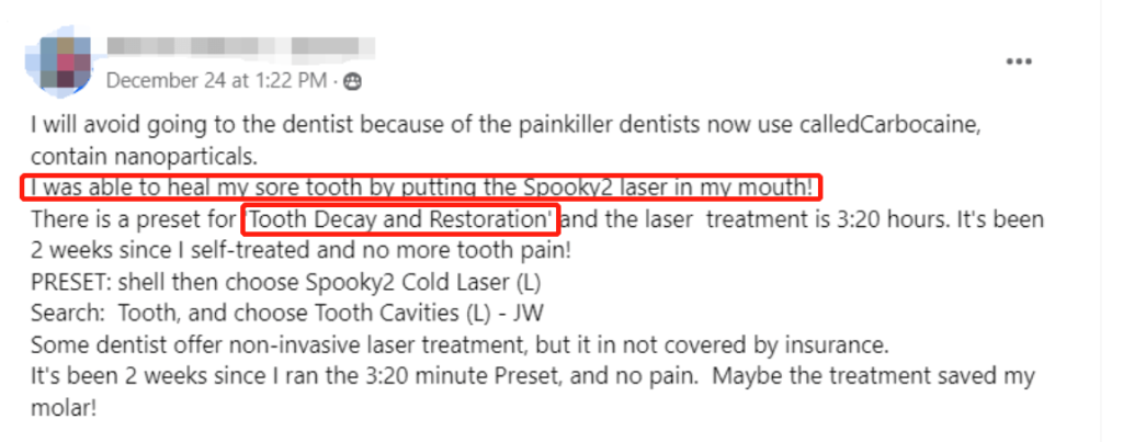 El Spooky2 Cold Laser me alivió el dolor de muelas